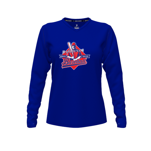 [FTLVCFRY-FYXS-LOGO1] Decker Comfort T-Shirt (Female Youth XS, Royal, V Neck, Logo 1, Long Sleeve)