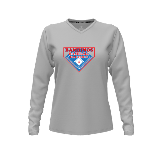 [FTLVCFGY-FYXS-LOGO2] Decker Comfort T-Shirt (Female Youth XS, Gray, V Neck, Logo 2, Long Sleeve)