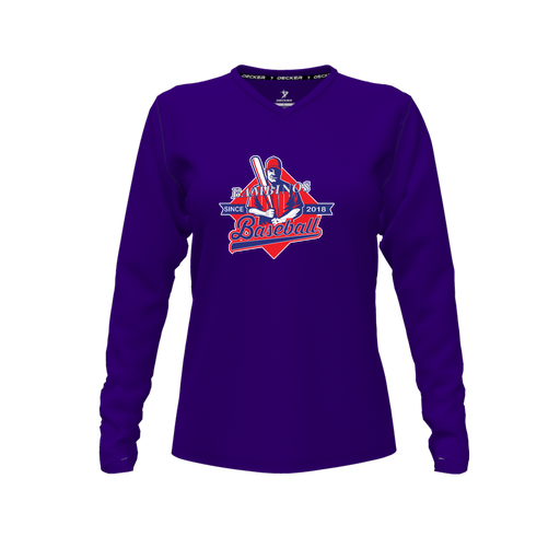 [FTLVCFPP-FYXS-LOGO1] Decker Comfort T-Shirt (Female Youth XS, Purple, V Neck, Logo 1, Long Sleeve)