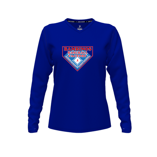 [FTLVPTRY-FYXS-LOGO2] Decker Performance T-Shirt (Female Youth XS, Royal, V Neck, Logo 2, Long Sleeve)