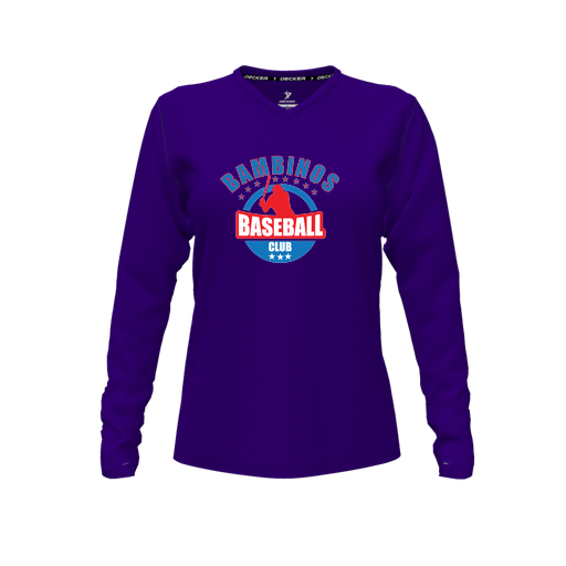 [CUS-DFW-TEES-PER-VNK-LSL-PUR-FYXS-LOGO3] Performance T-Shirt (Female Youth XS, Purple, V Neck, Logo 3, Long Sleeve)
