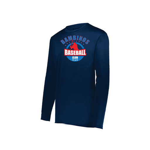 [222823.065.S-LOGO3] Youth LS Smooth Sport Shirt (Youth S, Navy, Logo 3)