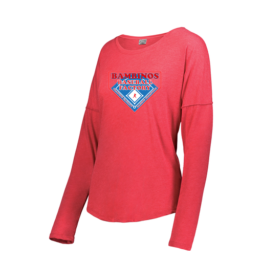 [FTLCUBRD-FAXS-LOGO2] Ladies LS Ultra-blend T-Shirt (Female Adult XS, Red, Logo 2)